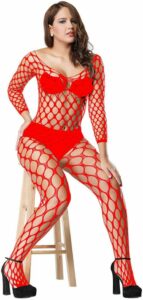 Sexy Red Fishnet Body suit Cherry Body stocking