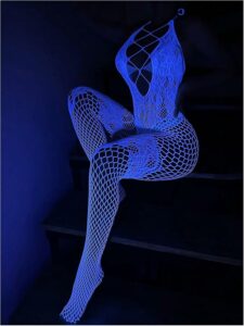 Glow in Dark Bodystocking Fishnet Sheer Mesh